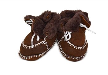 Chaussons Bébé Mouton S 3-12 Mois - 2 tons Foncé/Caramel 10