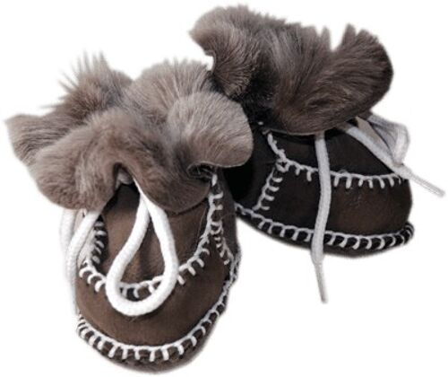 Shearling Baby Booties S 3-12 Months - Milk Chocolate & Black Shearling