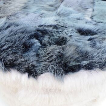 Pouf The Cossack Shearling - Blanc & Bleu Arctique - Crème & Ardoise 2