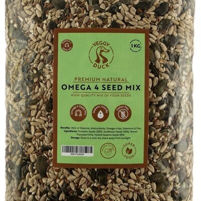 Mix di semi naturali Omega 4 (1Kg) - Qualità Premium | Quattro semi | sgusciato | Senza OGM