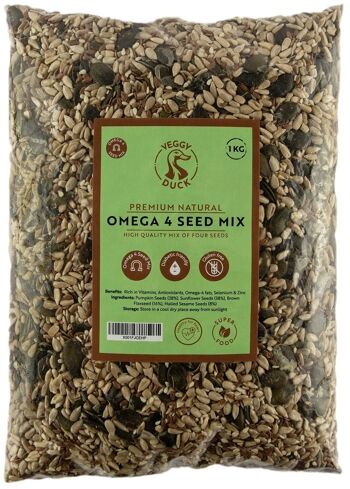 Mix di semi naturali Omega 4 (1Kg) - Qualità Premium | Quattro semi | sgusciato | Senza OGM 1