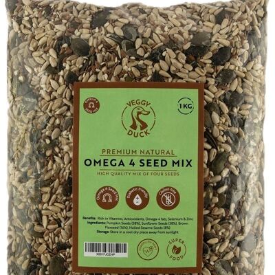 Mix di semi naturali Omega 4 (1Kg) - Qualità Premium | Quattro semi | sgusciato | Senza OGM