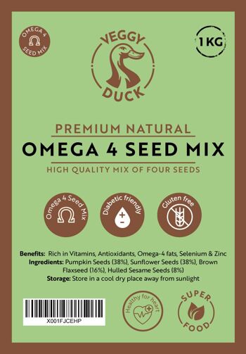 Mix di semi naturali Omega 4 (1Kg) - Qualità Premium | Quattro semi | sgusciato | Senza OGM 2