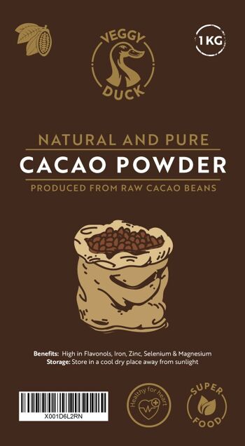 Cacao Naturale en Polvere (1Kg) - Crudo e Puro | non zuccherato | Senza OGM 2