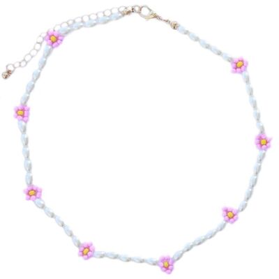 Choker pearl pink daisy