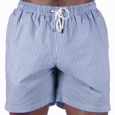 Quick-drying blue stripe swim shorts