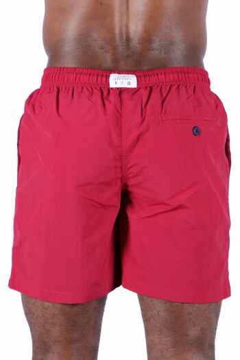 Short de bain séchage rapide unie rouge 3