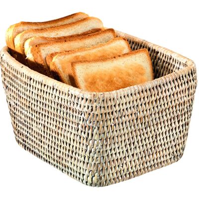Elvia ceruse white rattan toast basket