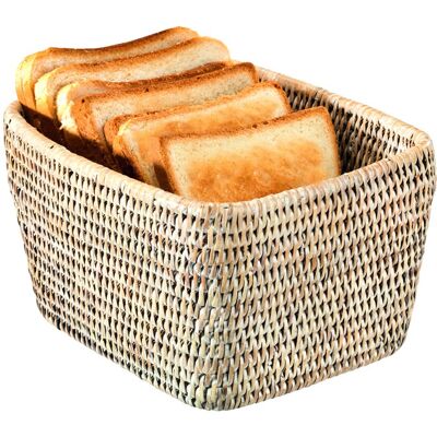 Elvia ceruse white rattan toast basket