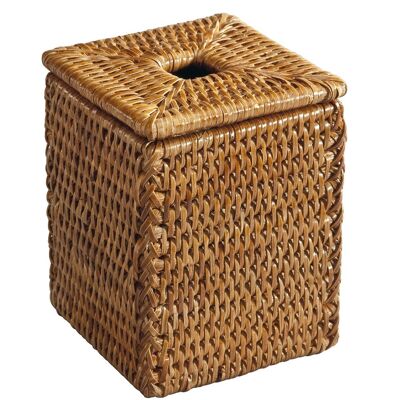 Scatola quadrata in cotone Topsy rattan miele