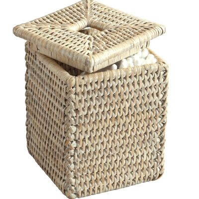 Topsy quadratische Baumwollbox weiß gekalktes Rattan