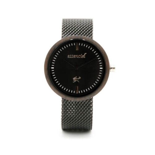 Montre homme bois et acier noir - Tom