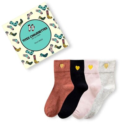 Chaussettes Coeur Doré Longue (Lot x4)