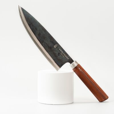 Utility knife, sharp carbon steel blade, utility knife with elegant oval iron wooden handle, handmade in Vietnam 20 cm