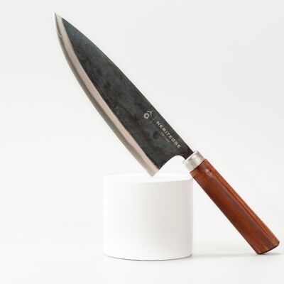 Universalmesser, scharfe Klinge aus Carbonstahl , Allzweckmesser  mit eleganten  ovalem Eisen Holzgriff , handgefertigt in Vietnam 20 cm