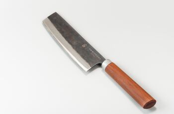 Couteau d'office HERITEDGE - lame en acier au carbone super tranchante - fait à la main au Vietnam - avec manche en bois de fer ovale - couteau Nakiri asiatique classique 1
