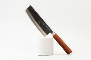 Couteau d'office HERITEDGE - lame en acier au carbone super tranchante - fait à la main au Vietnam - avec manche en bois de fer ovale - couteau Nakiri asiatique classique 3