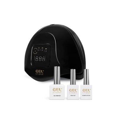 The starter kit includes pro led nail lamp kit with gel nail polish set, top coat base coat and gel remover