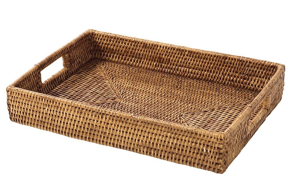 Vassoio rettangolare in rattan miele Babette
