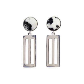 Boucles d'oreilles Upward - Argent 925 - Jaspe Zebre 1