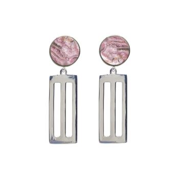 Boucles d'oreilles Upward - Argent 925 - Rhodochrosite 1