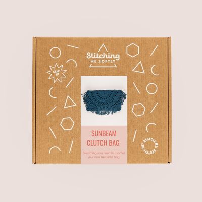Bolso Clutch Sunbeam Crochet - Azul Petróleo
