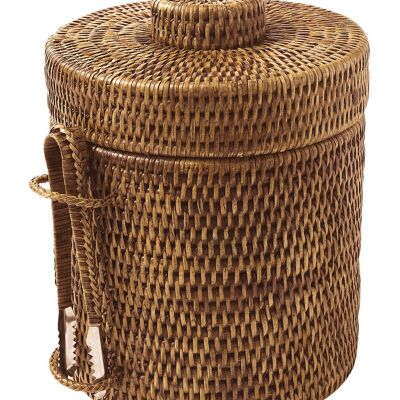Garden ice bucket with rattan honey clip