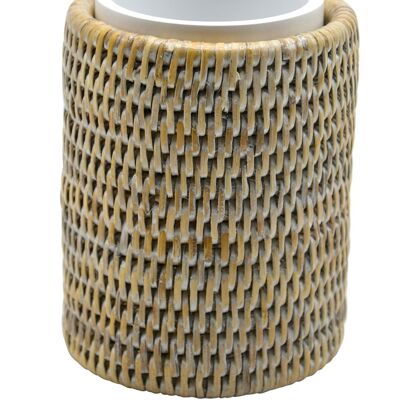 Resy white ceruse rattan cup holder