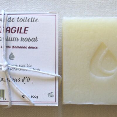 Savon  artisanal FRAGILE - Géranium rosat  (Amande douce)*