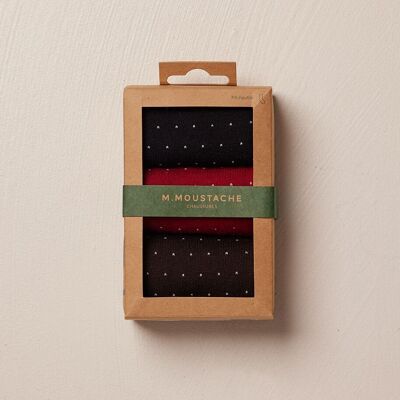 Pack of 3 Socks - Blue, red and brown