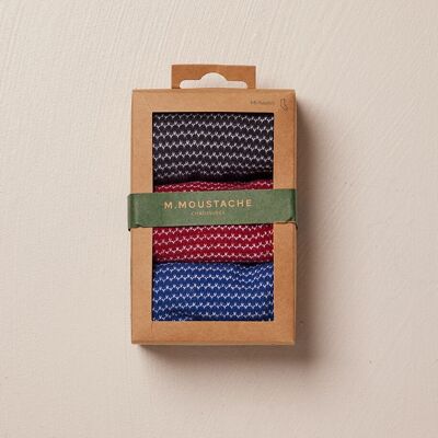 Pack of 3 Socks - Blue, red and black