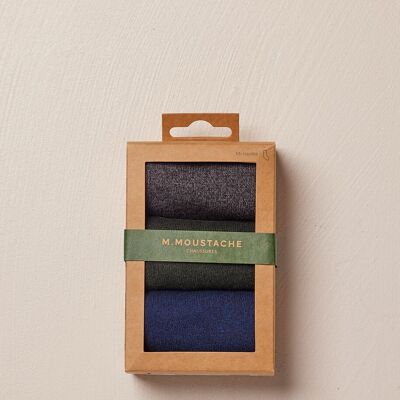 Pack of 3 Socks - Grey, blue and green