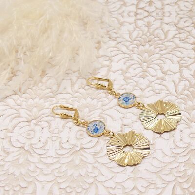 Gold Stamped Flower Pattern Earrings Mother's Day Gift for Mom Teacher Gift