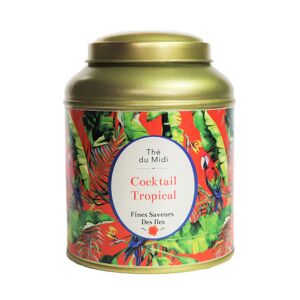 FINES SAVEURS DES ÎLES - Thé exotique du midi Cocktail Tropical BIO - Thé noir aux mélanges de fruits exotiques - Boîte métal 100g