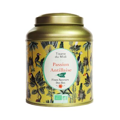 FINE FLAVORS OF THE ISLANDS - Exotic organic midday herbal tea - Caribbean passion - Grape, banana, coconut, cinnamon - 100g metal box