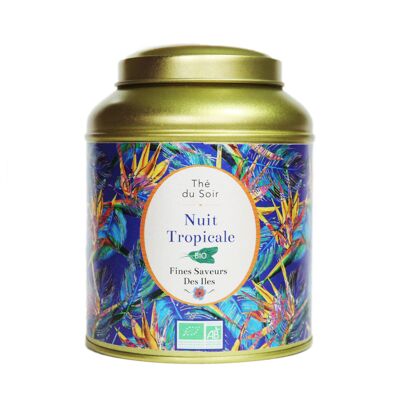 FINE ISLAND SABORES - Té de noche exótico BIO - Noche tropical - trozos de mango, papaya, menta, cáscara de limón, hierba de limón - lata de 100 g