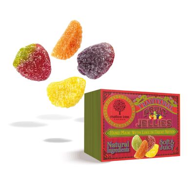 Gelatine di frutta assortite vegane in scatole di snack