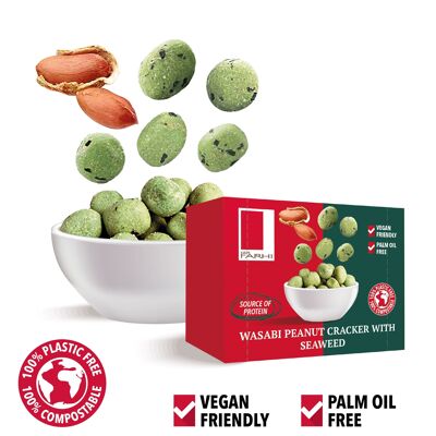 Wasabi-Erdnusscracker mit Algen in Snackboxen