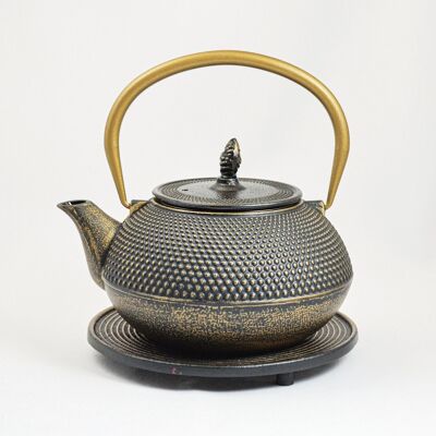 Teapot Arare cast iron 1.2l with gold handle