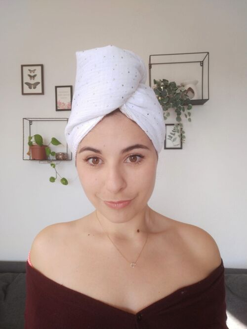 Serviette à cheveux blanche / Turban à cheveux