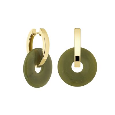 Creoles + Big Jade - Gold - Creoles oval - Double Big Jade