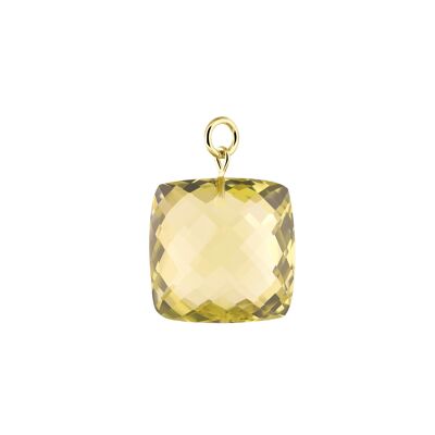 14K Gold Big Lemon Quartz Pendant