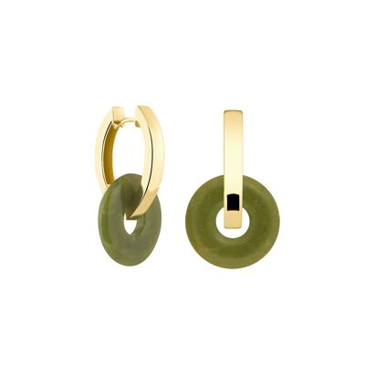 Creoles + Medium Jade - Gold - Creoles oval - Double Medium Jade