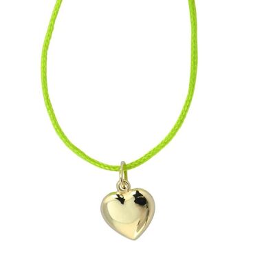 14K Gold Heart Chain - Ribbon Green