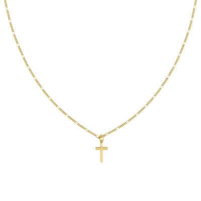 14K Gold Figaro Cross Chain - 50cm