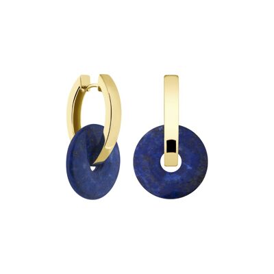 Creoles + Medium Blue Lapis - Gold - Creoles oval - Double Blue Lapis
