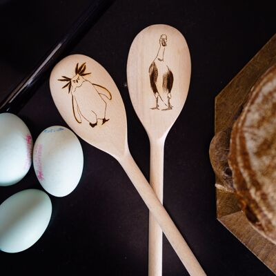 Wood Spoon with Penguin engraved