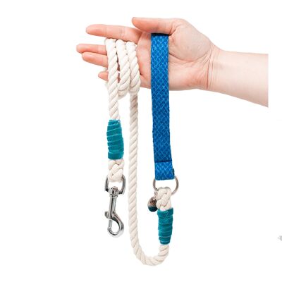 (S/M) Royal Blue & Turquoise - Harris Design - Rope Dog Lead