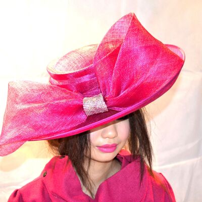 Magenta Crystal Bow Hat
