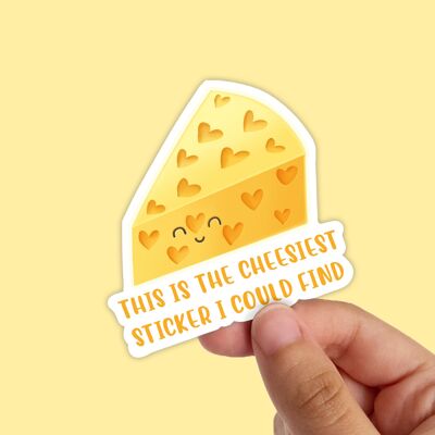 Cheese, Waterproof Vinyl Sticker, Water Bottle Stickers, Waterbottle Sticker,